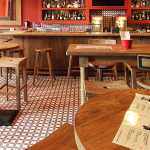 bar stool, table top with tables and chairs